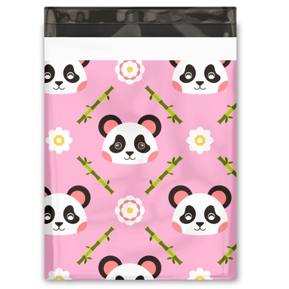 25pc 10x13 Pink Panda Designer Poly Mailers - Picture 2 of 2